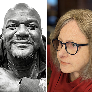 Headshots of poets Enzo Surin and Joan Houlihan