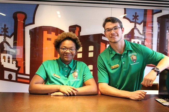 Ranger Interns at the Visitor Center front desk