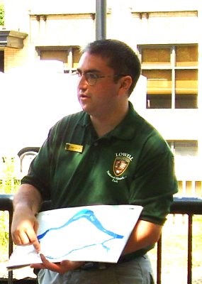 Volunteer Park Ranger Mike Gaulin during a boat tour