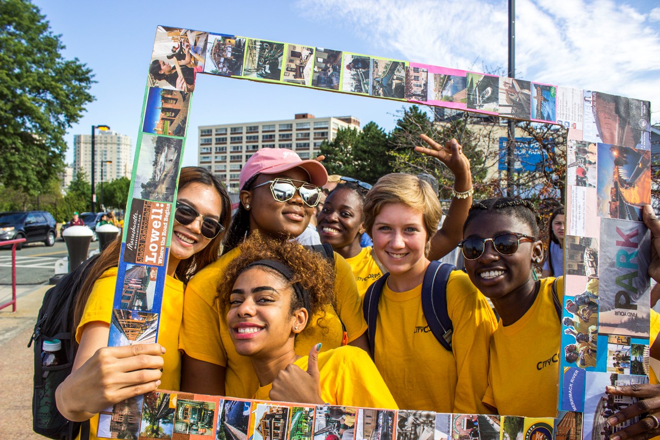 Members of the Spindle City Corps pose for a picture