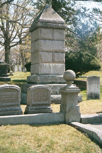 James B Francis grave site in Lowell