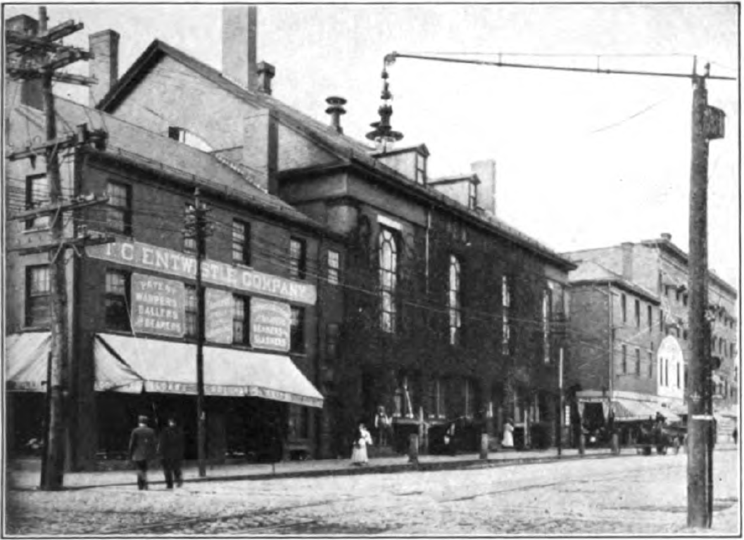 A view of Mechanics Hall from Dutton Street in 1912