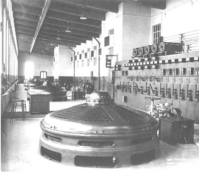 A series of hydro-electric turbines in the Massachusetts Mills in 1923