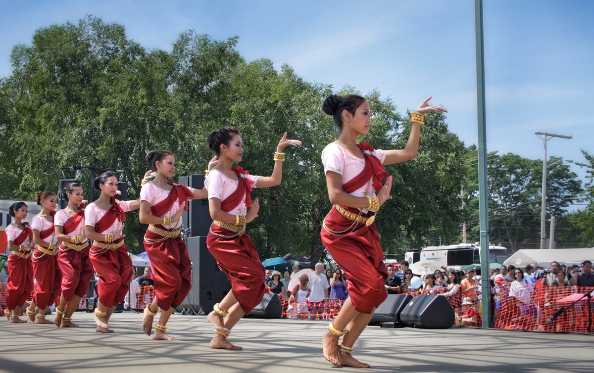 A group of dancers perform at the Southeast Asian Water Festival
