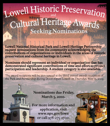 2010 Lowell Historic Preservation and Cultural Heritage Award Nominations
