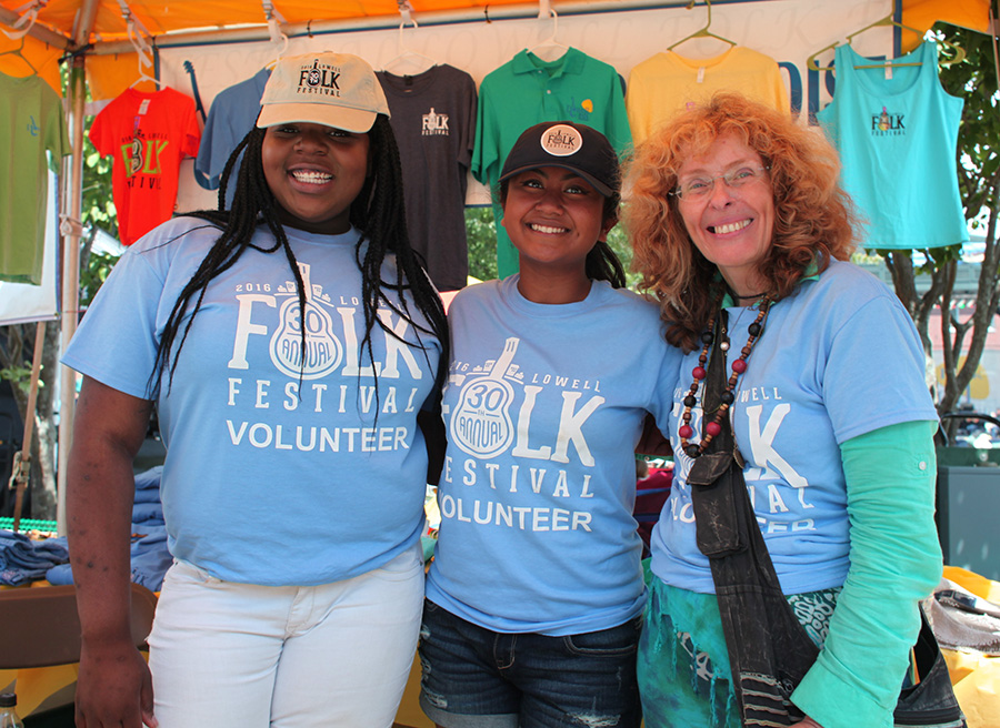 Volunteers at the Lowell Folk Festival Many of the volunteers who work the Lowell Folk Festival