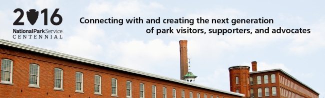 Boott Cotton Mills with NPS Centennial Logo and Mission Statement
