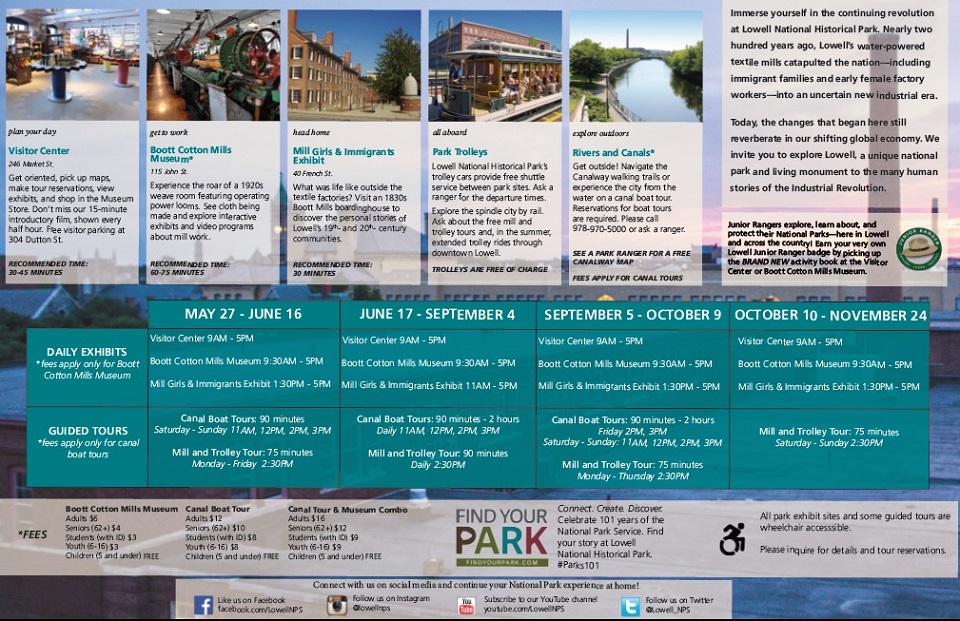 Operating Hours & Seasons Lowell National Historical Park (U.S