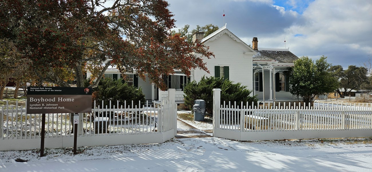 Boyhood Home in snow
