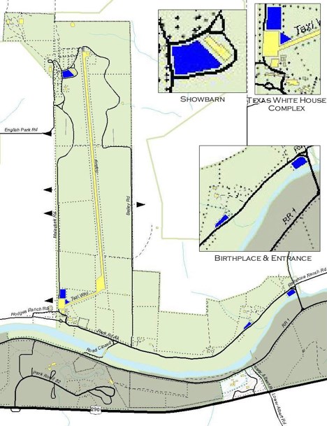 A map of the ranch highlighting public assembly areas