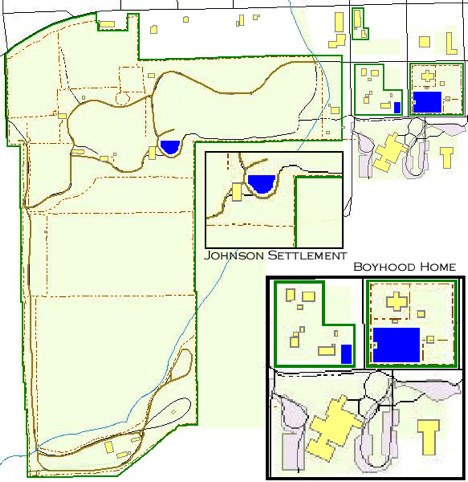 A map of the Johnson City District highlighting public assembly areas