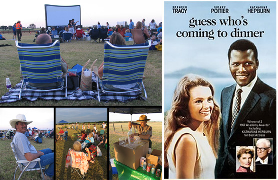 Visitors enjoying movies and popcorn at the LBJ Ranch