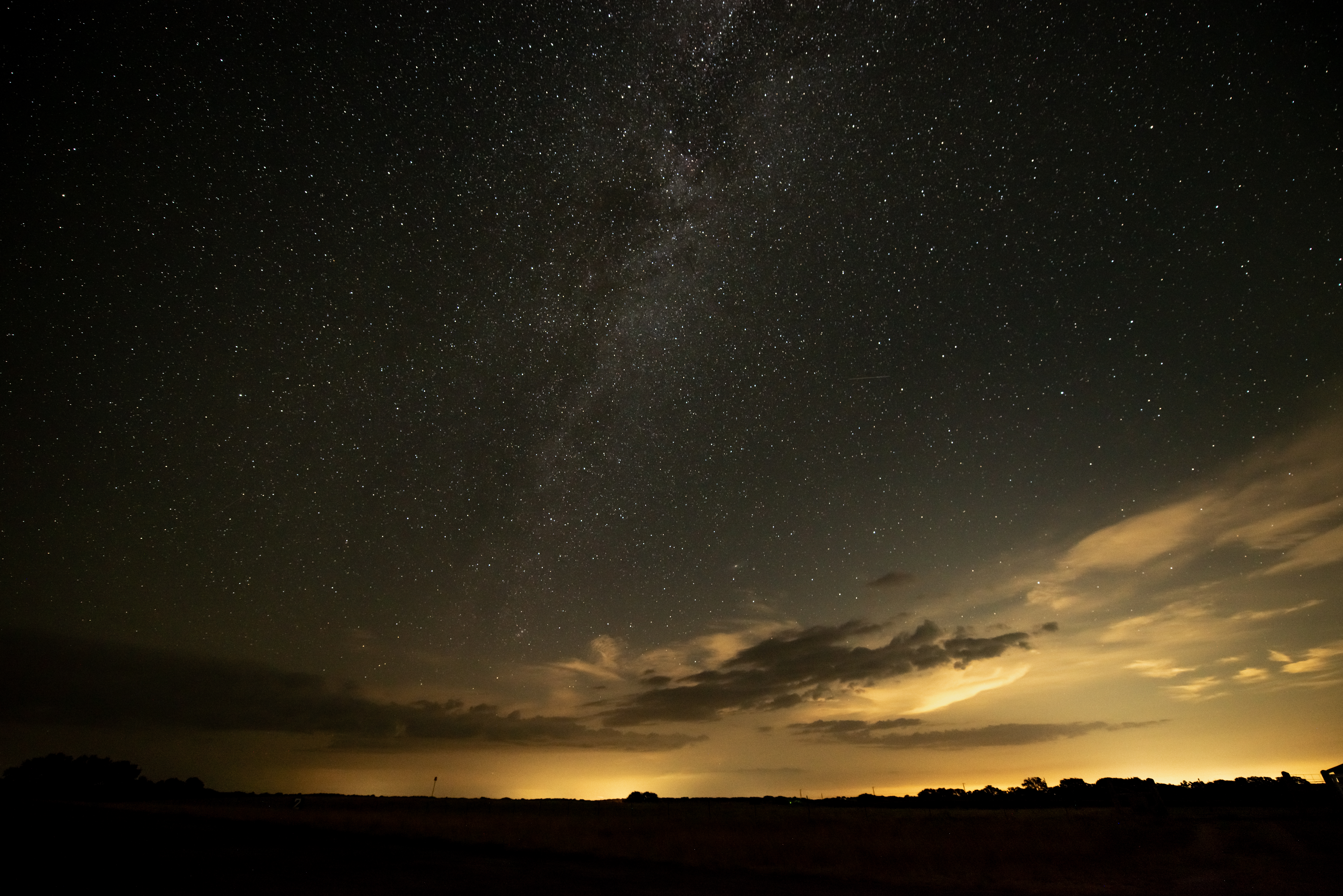 The Milky Way becomes visible over the LBJ Ranch as the sky darkens.