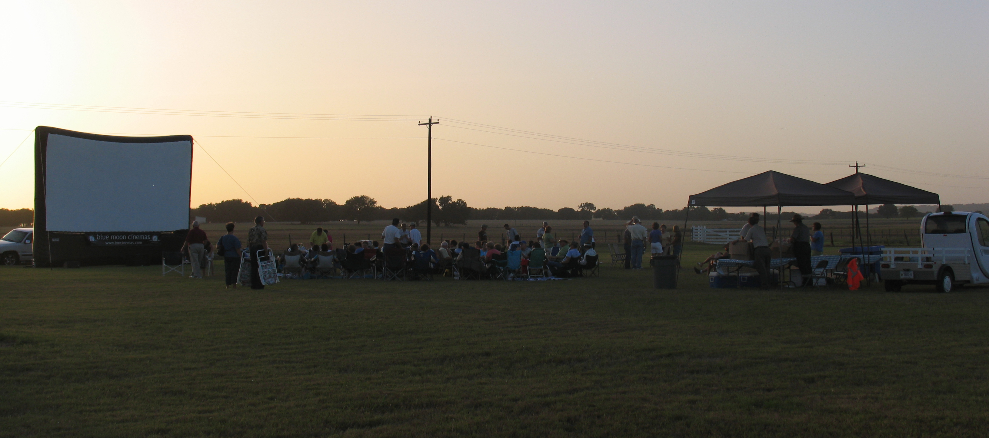 Watch a movie under the stars! Visitors prepare to enjoy a movie at the LBJ Ranch