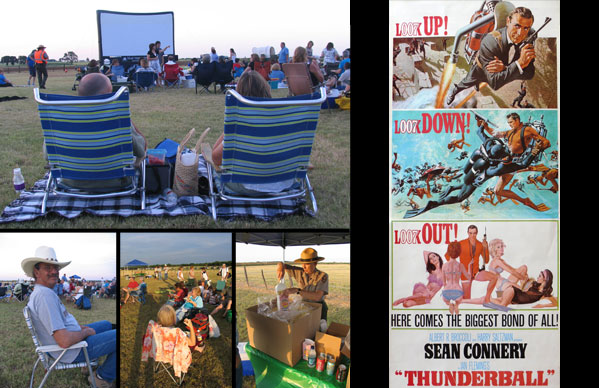 Photos of moviegoers and the Thunderball poster