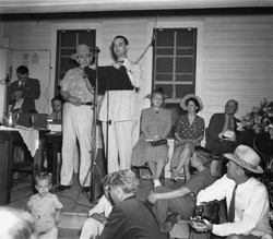 Lyndon Johnson announces run for office from front porch of his Boyhood Home