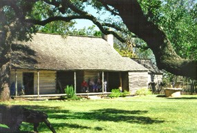 The log home of Sam and Eliza Johnson, President Johnson's grandparents.