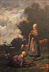 MABI 1747, Charles Emile Jacque, Shepherdess and Flock, 1874,