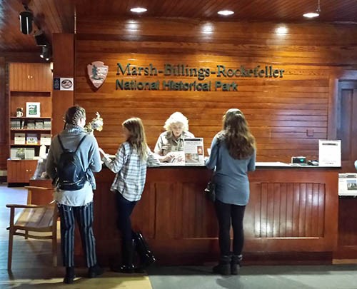 Carriage Barn Visitors @ front desk with ranger