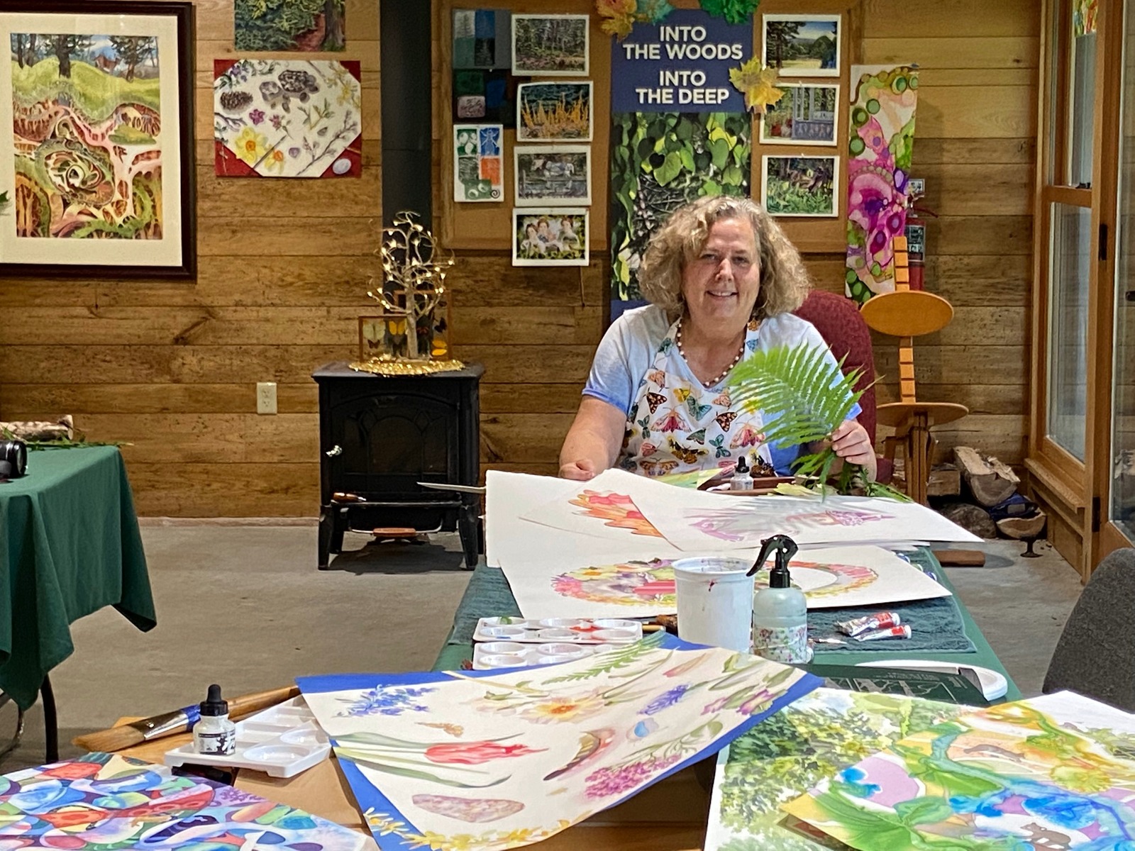 Margaret Dwyer at work in Horse Shed Studio