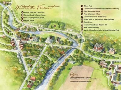 Civil War Home Front Woodstock, VT Tour Map
