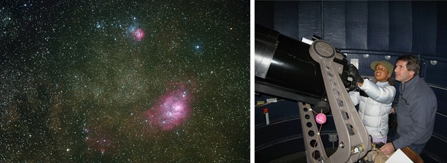 Astronomy telescope with two observers