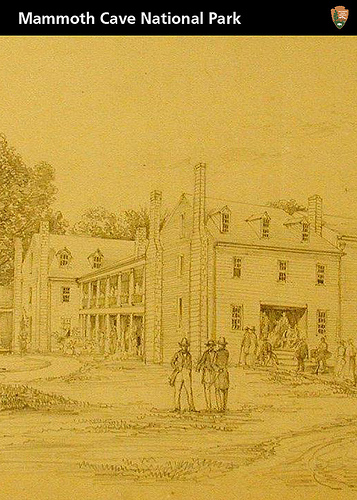 Artistic sketch of the Mammoth Cave Hotel by Ferdinand Richardt