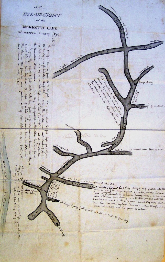 A hand drawn map of the cave
