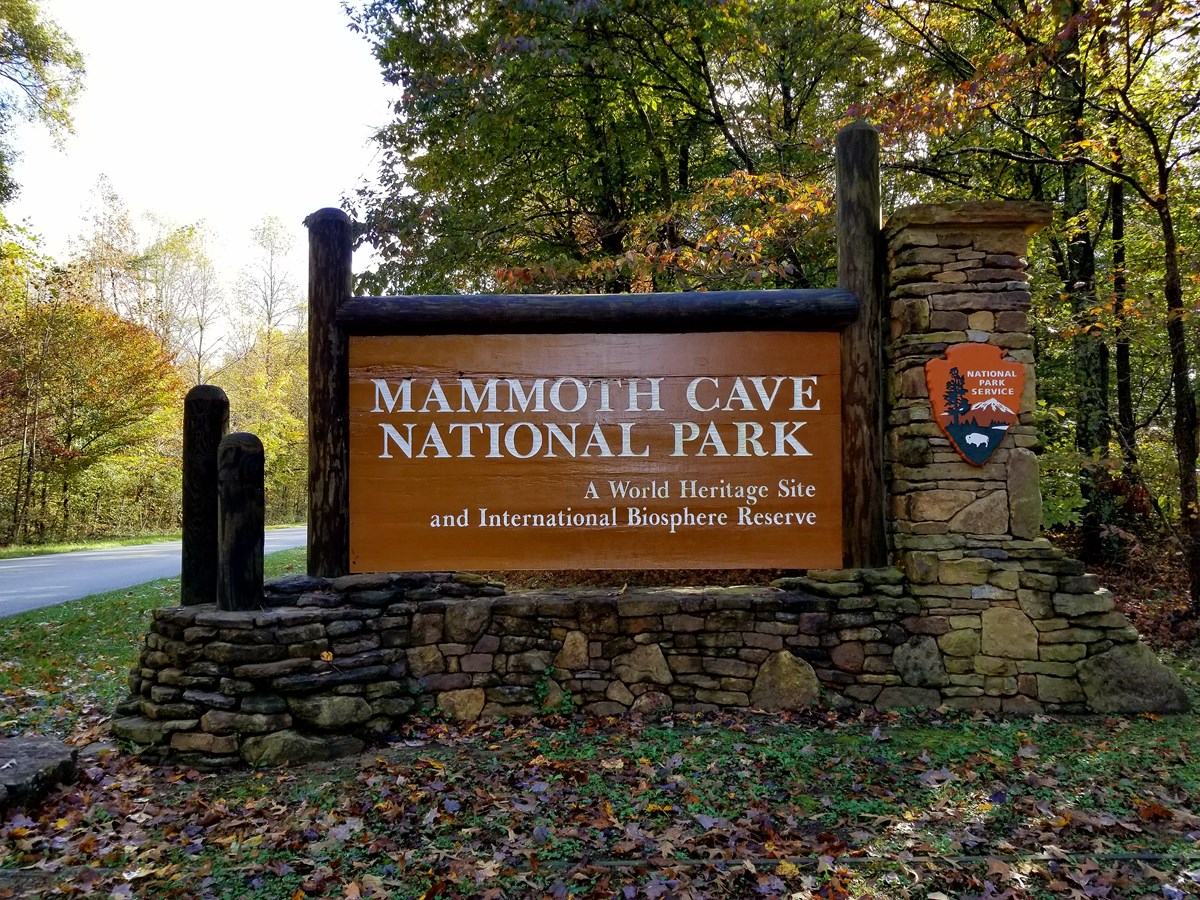 A brown entrance sign to the national park