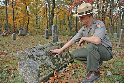 Ranger John Davis at Mammoth Cave Baptist Church Cemetery