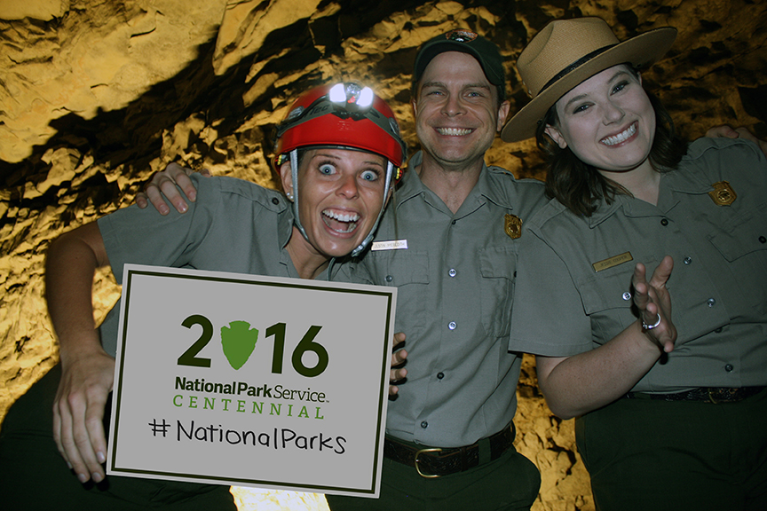 Rangers having fun in Mammoth Cave.