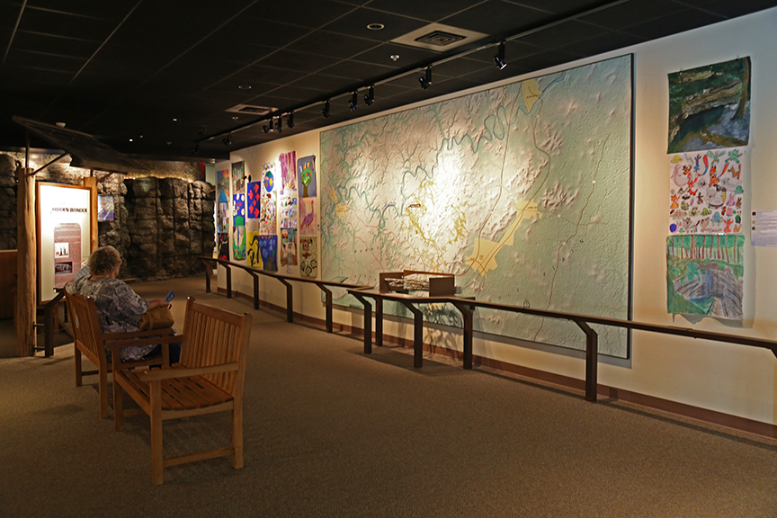 Student artwork on display in exhibit space at Mammoth Cave Visitor Center.