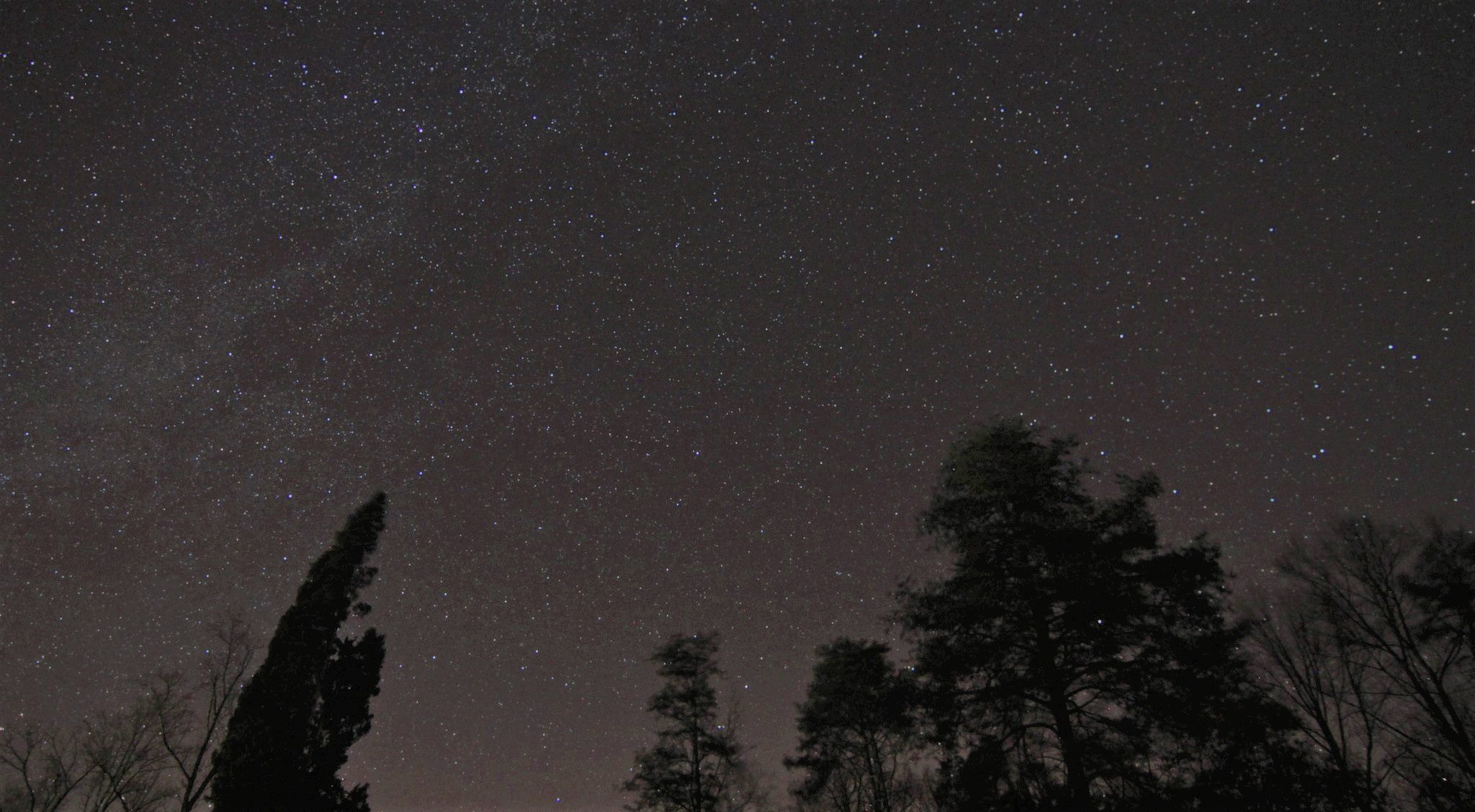 Thousands of tiny white dotted stars appear across a dark black sky.