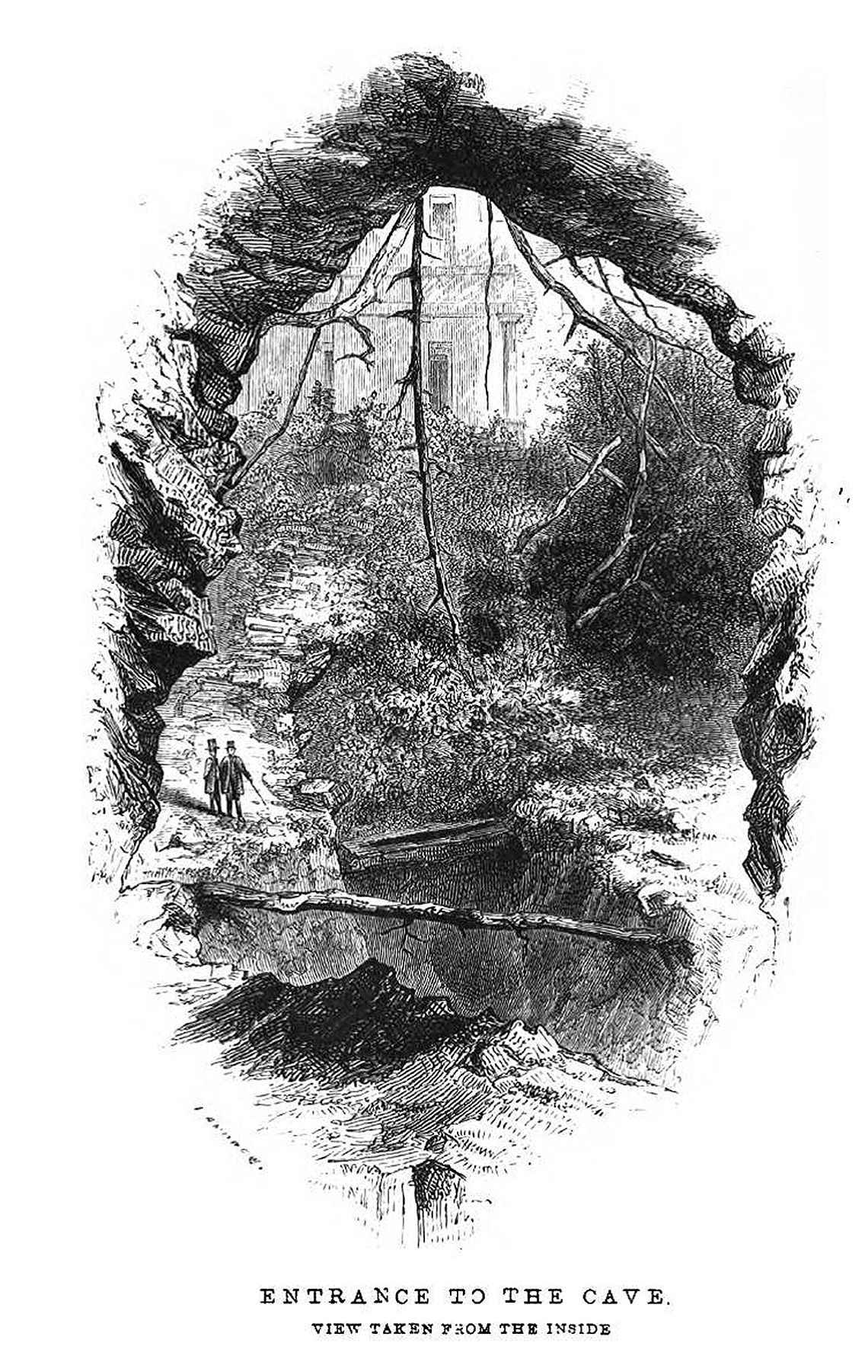 historic sketch of entrance to Mammoth Cave