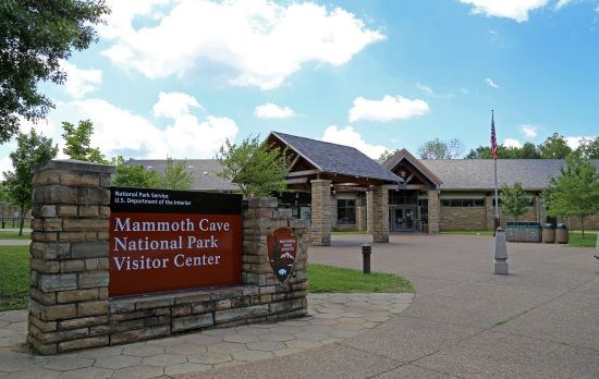 The exterior of the Mammoth Cave Visitor Center North entrance on a Sunny Day