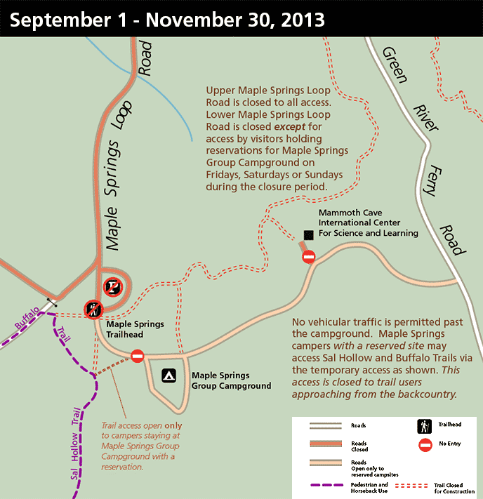 Maple Springs Trail Closures Mammoth Cave National Park (U.S
