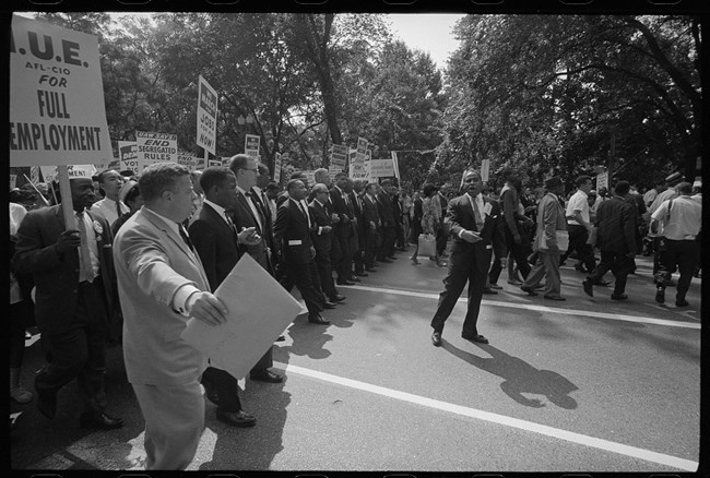 Martin Luther King with leaders at the March on Washington, 1963.