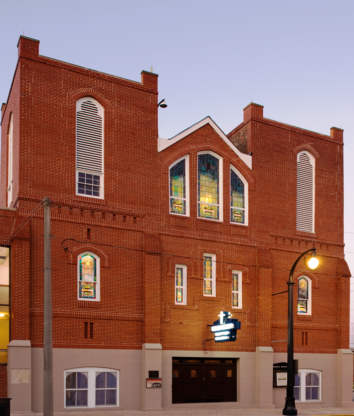 Historic Ebenezer Baptist Church at dawn.