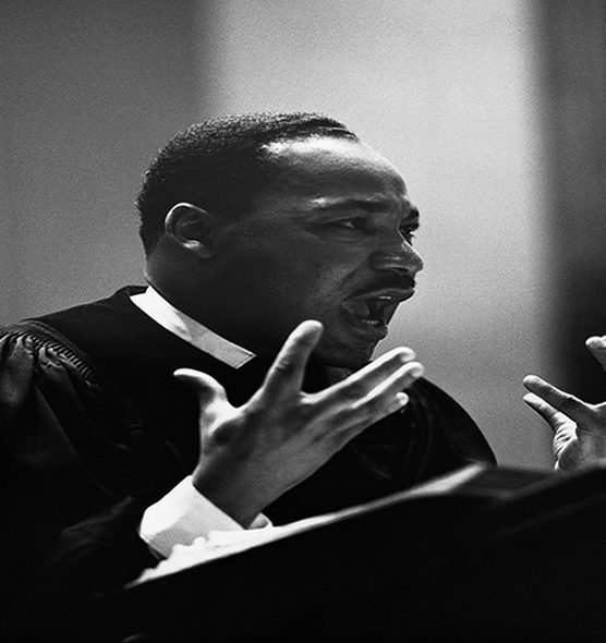 Dr. Martin Luther King, Jr. delivering a sermon.