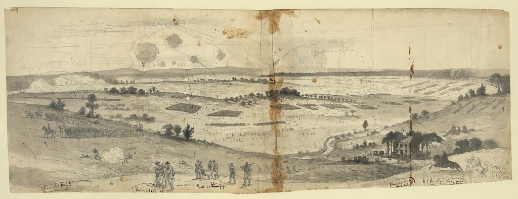 The Battle of Groveton or Second Bull Run - looking towards the village of Groveton