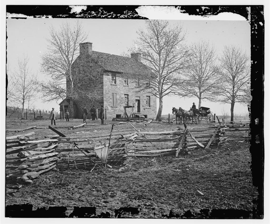 black and white image of the Stone House