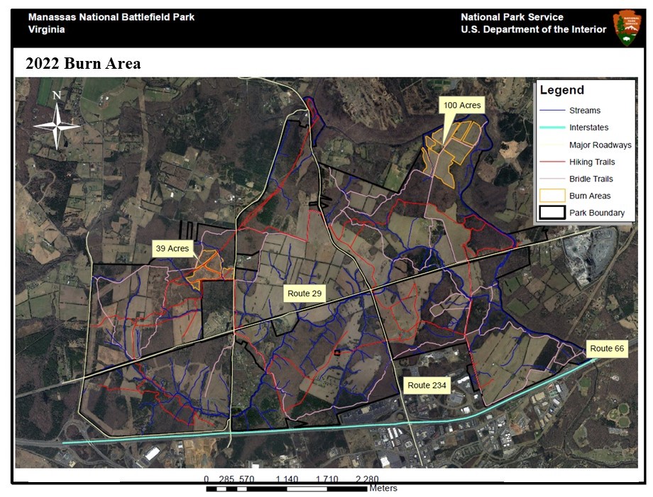 This satellite map of the park shows the area that will be burned on March 2, 2022 highlighted in yellow on the top right (northeastern) corner. This satellite map of the park shows the area that will be burned on March 2, 2022 highlighted in yellow on the top right (northeastern) corner.