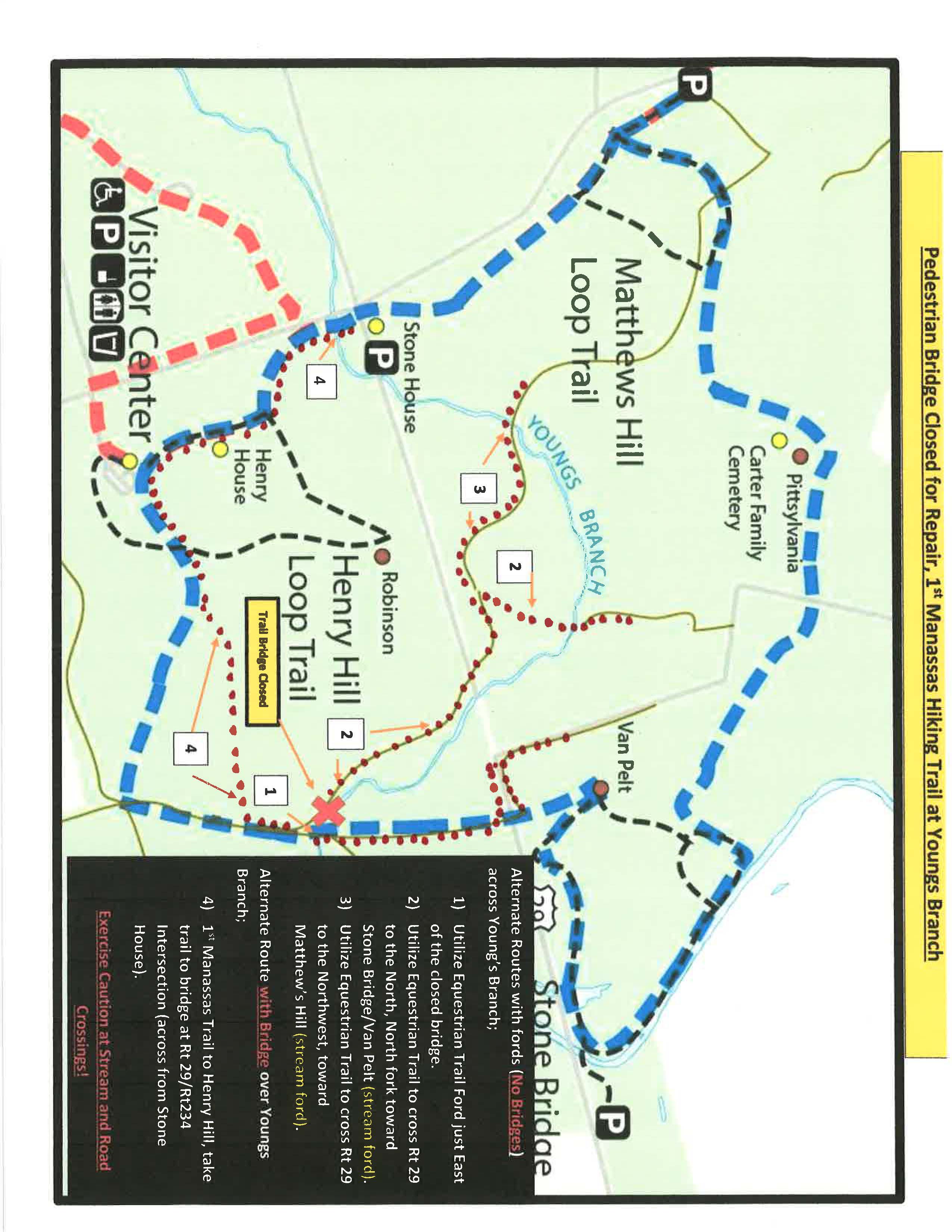 Map showing modified First Manassas trail