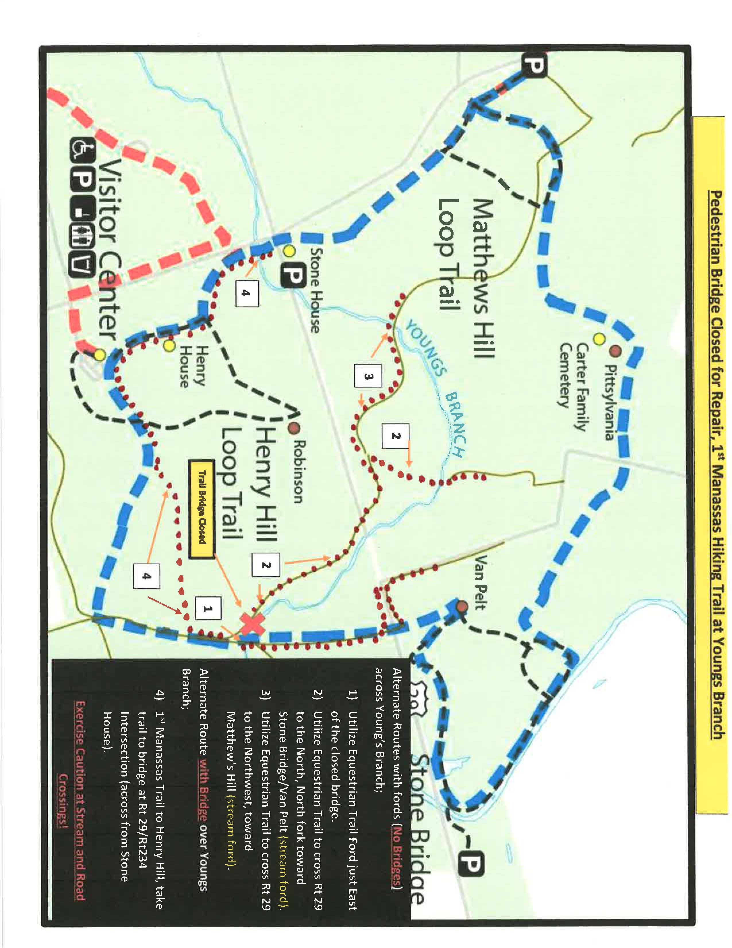 Map showing modified First Manassas trail Map showing modified First Manassas trail