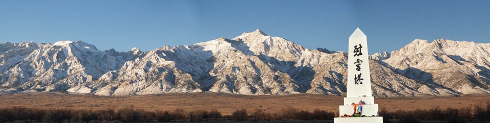 Manzanar National Historic Site cemetery with mountains in background