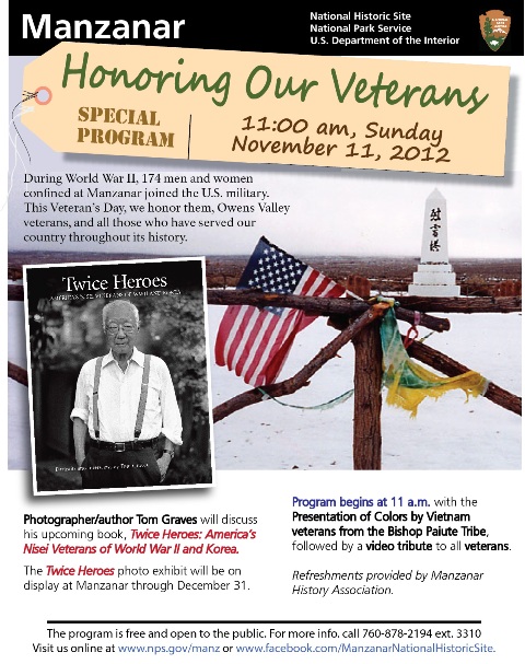 Manzanar Veterans Day 2012 Event flier Manzanar Veterans Day 2012 Event flier