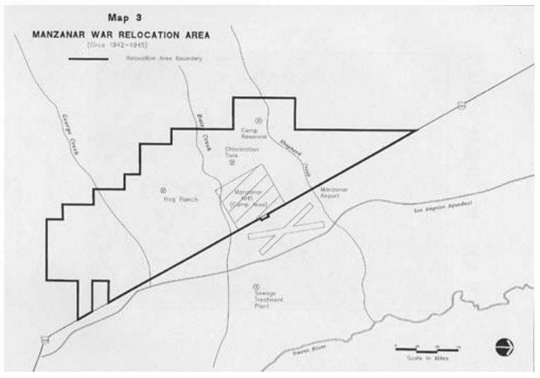 Map of Manzanar War Relocation Area (1942-1945)
