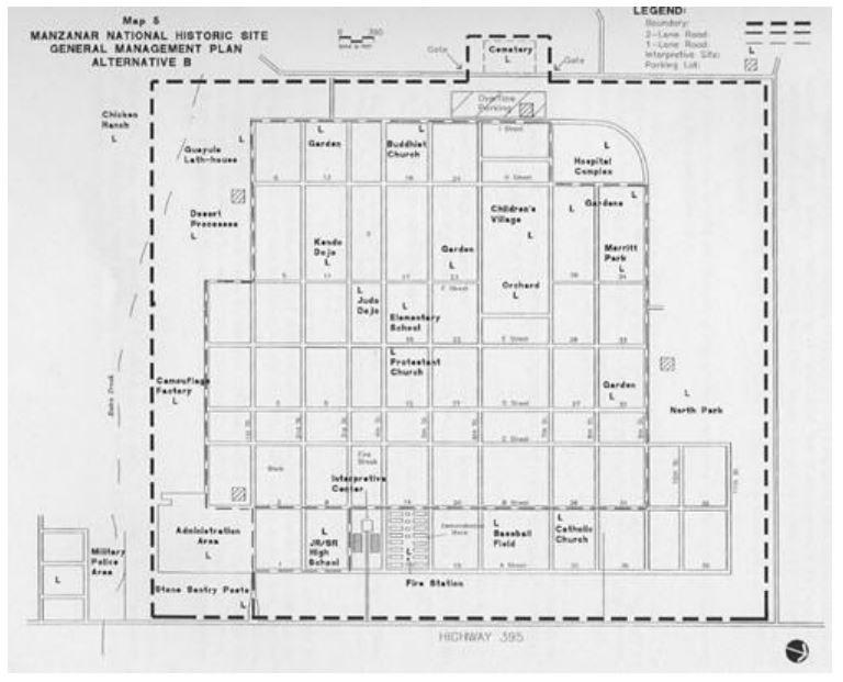 Map of Manzanar NHS General Management Plan Alternative B