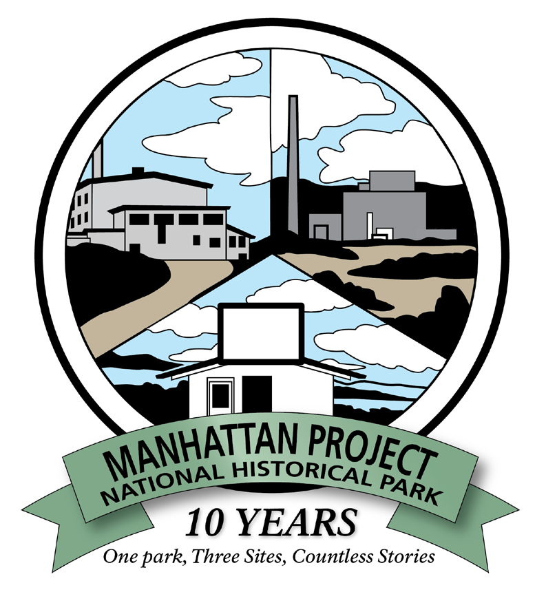Manhattan Project NHP 10th Anniversary A digital rendering of a Manhattan Project National Historical Park 10th Anniversary logo.