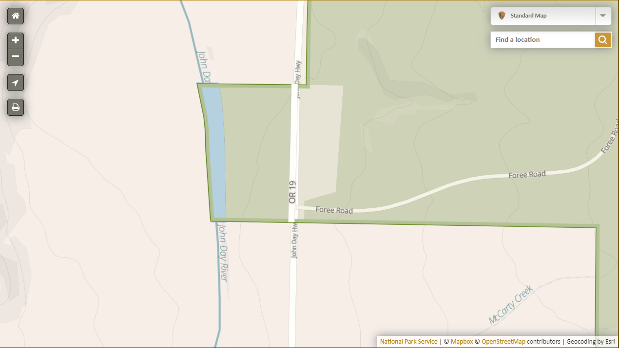 detail of map showing issues when NPS data meets OSM data at park boundaries